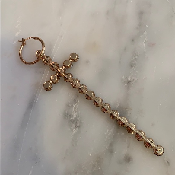 🎀Cross Rhinestone Faux Gold Drop Earrings - Picture 7 of 7